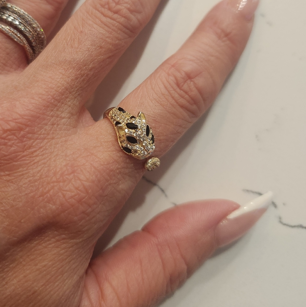 Melinda Maria Gold and Black Leaf Ring